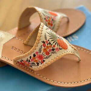 Pristine Jack Rogers x Spartina 449 Embroidered Pineapple Sandal NWT